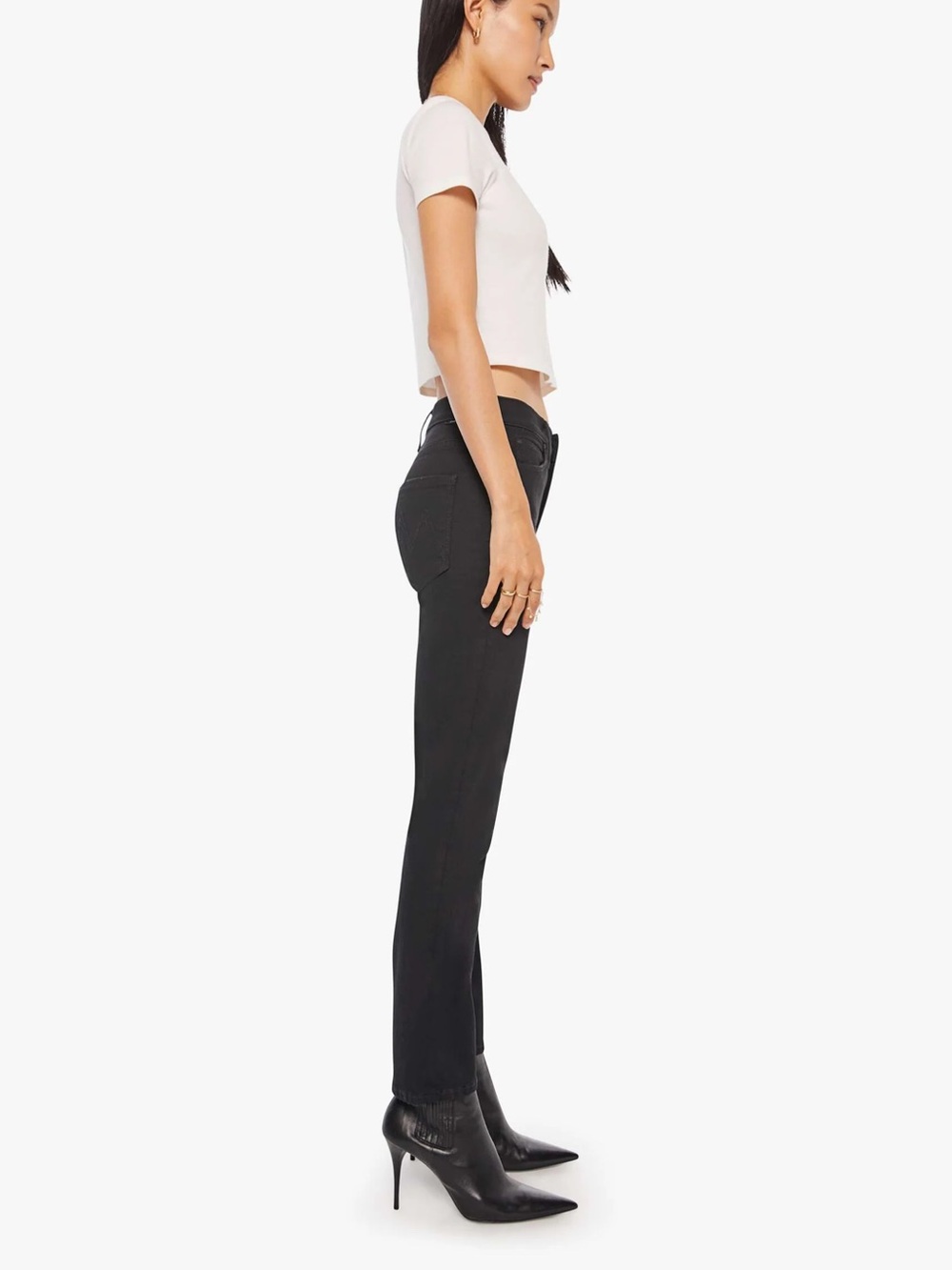 For Brittani - MOTHER The Mid Rise Dazzler Ankle Black Straight Leg Jeans | - Picture 2 of 11